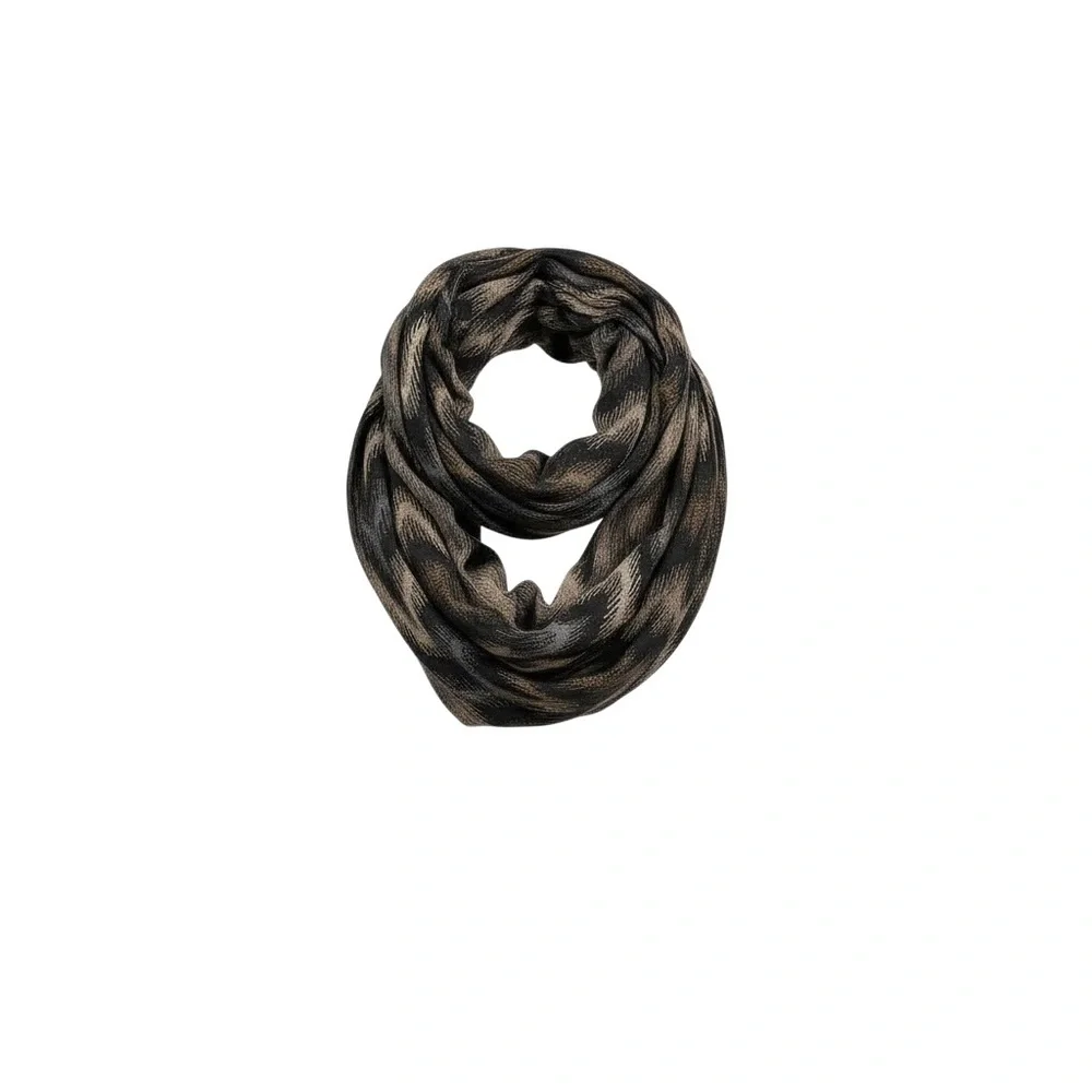 Nordstrom Metallic Chevron Infinity Scarf Black Gold Tan Soft Lightweight Loop